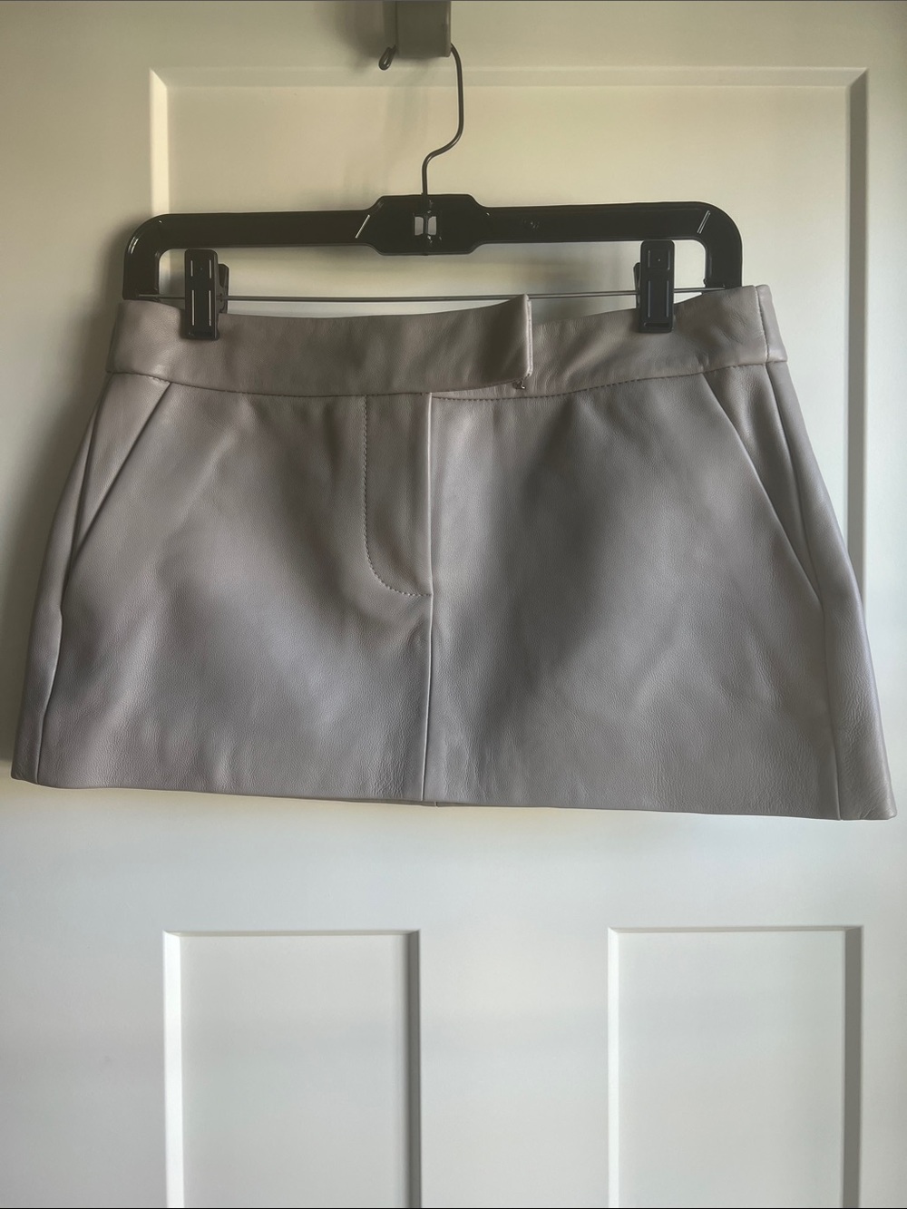 Lamarque Light Gray Leather Mini Skirt